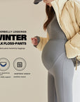 Fleece-lined High-waist Belly Supporting Pants Casual Thick Autumn And Winter New Shark Maternity Pants