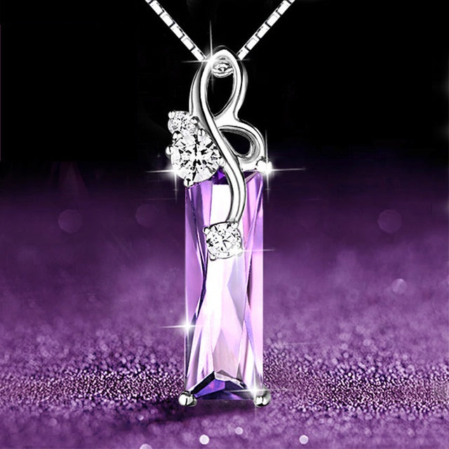 Shiny Purple Amethyst Necklace for Women