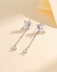 S925 Butterfly Zircon Tassel Earrings Women's Niche Exquisite Long Earrings Jewelry