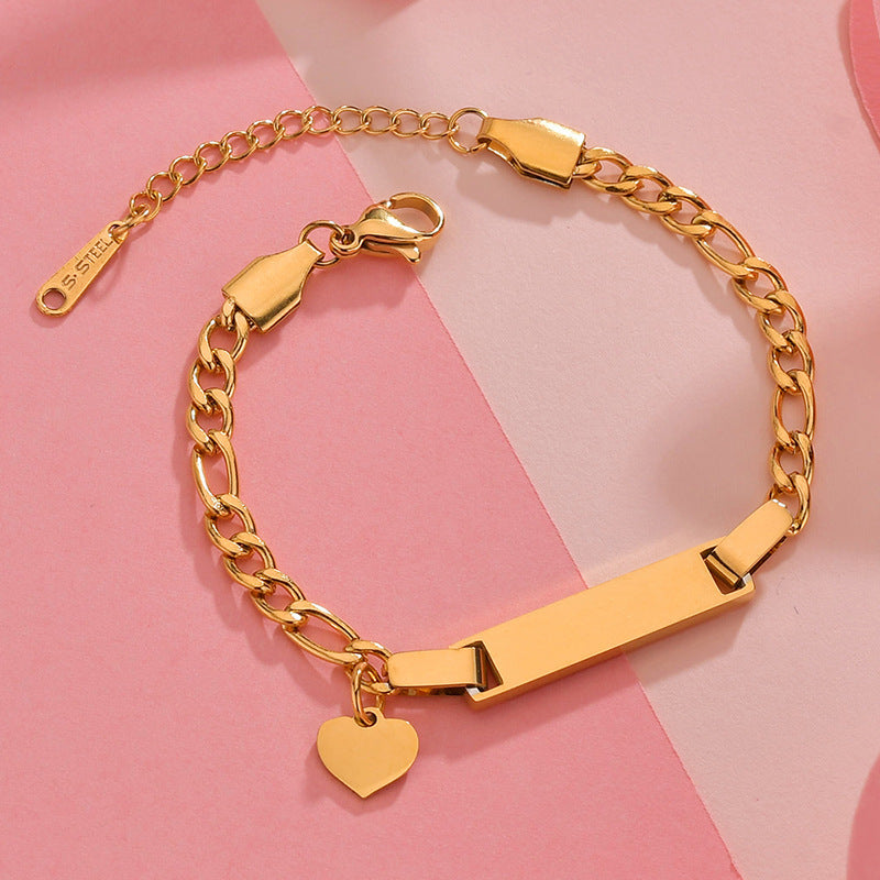 Korean Stainless Steel Curved Bracelet - love locket in pink background