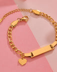 Korean Stainless Steel Curved Bracelet - love locket in pink background