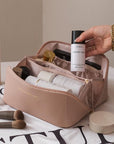 Waterproof Portable Large Capacity Cosmetic Leather Makeup Bag