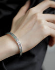 Silver Color Sparkling Zircon Bracelet in woman's hand