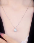 Girl wearing Sterling Silver Zircon Necklace for Women