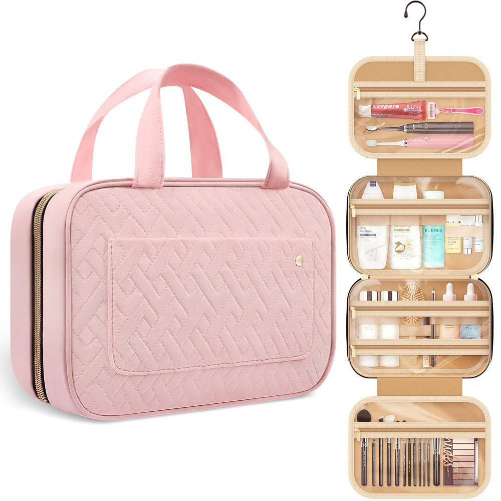 Light Pink colored Travel Toiletry Bag Portable Bag With Hook