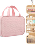 Light Pink colored Travel Toiletry Bag Portable Bag With Hook