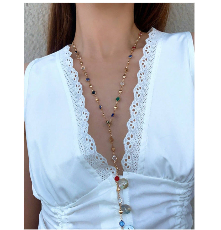 Girl wearing Clavicle Chain Eye Necklace