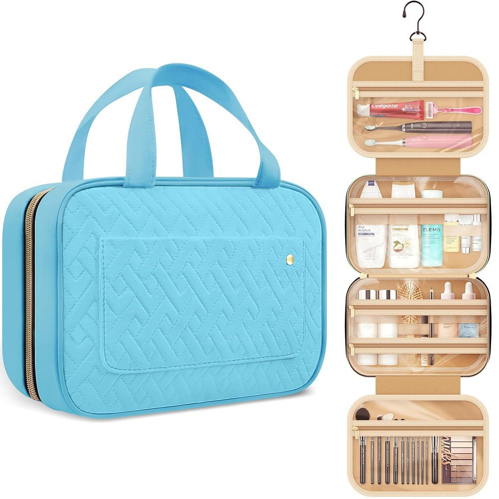 Blue colored Travel Toiletry Bag Portable Bag With Hook