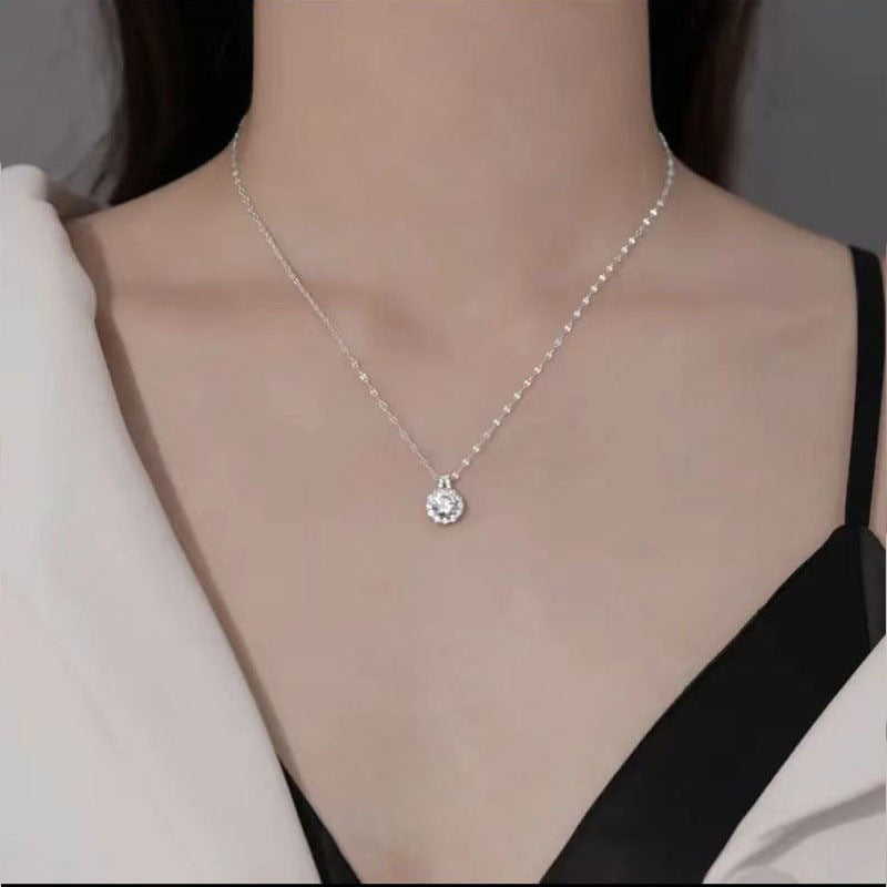 Woman wearing Sterling Silver Zircon Necklace