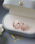 S925 Sterling Silver Fresh Pink Garland Stud Earrings