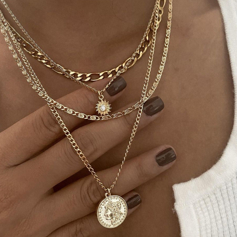 Girl wearing Chunky Gold Charm Necklace