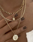 Girl wearing Chunky Gold Charm Necklace