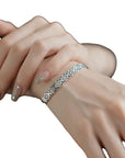 Silver Color Sparkling Zircon Bracelet in beautiful woman's hand