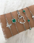 Bohemian 5pc Green Crystal Bracelets Jewelry Set For Women Heart Bracelet Wedding Engagement Bracelet Fashion Jewelry