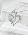 Silver Zircon Double Love Necklace