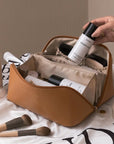 Waterproof Portable Large Capacity Cosmetic Leather Makeup Bag