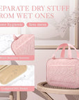 Pink colored Travel Toiletry Bag Portable Bag With Hook