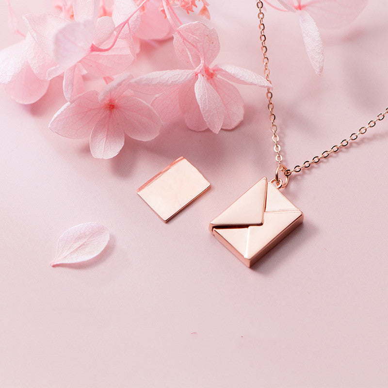 Love Letter Envelope Necklace for Women with flowers