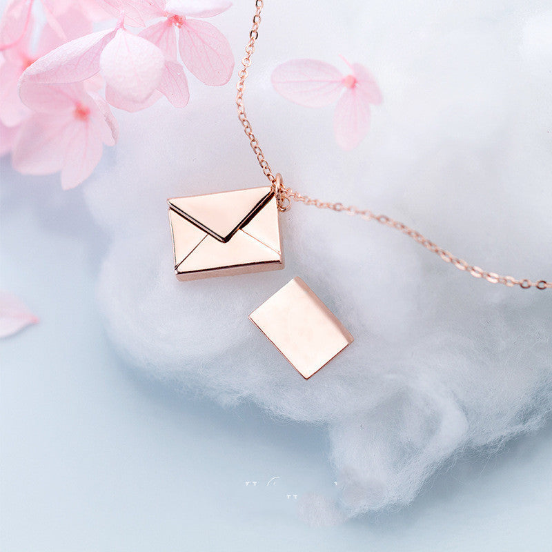 Love Letter Envelope Necklace for Women with flower and cloud