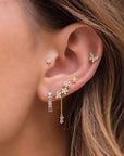 Romantic Star Moon Zircon Flower Earrings