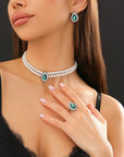 Ornament Multi-layer Necklace Ring Earrings Suit