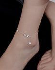 S925 Sterling Silver Butterfly Anklets for Women in women's legs