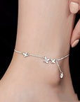 beautiful women wearing S925 Sterling Silver Butterfly Anklets