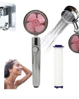 Propeller Driven Shower Head With Stop Button And Cotton Filter Turbocharged High Pressure Handheld Shower Nozzle