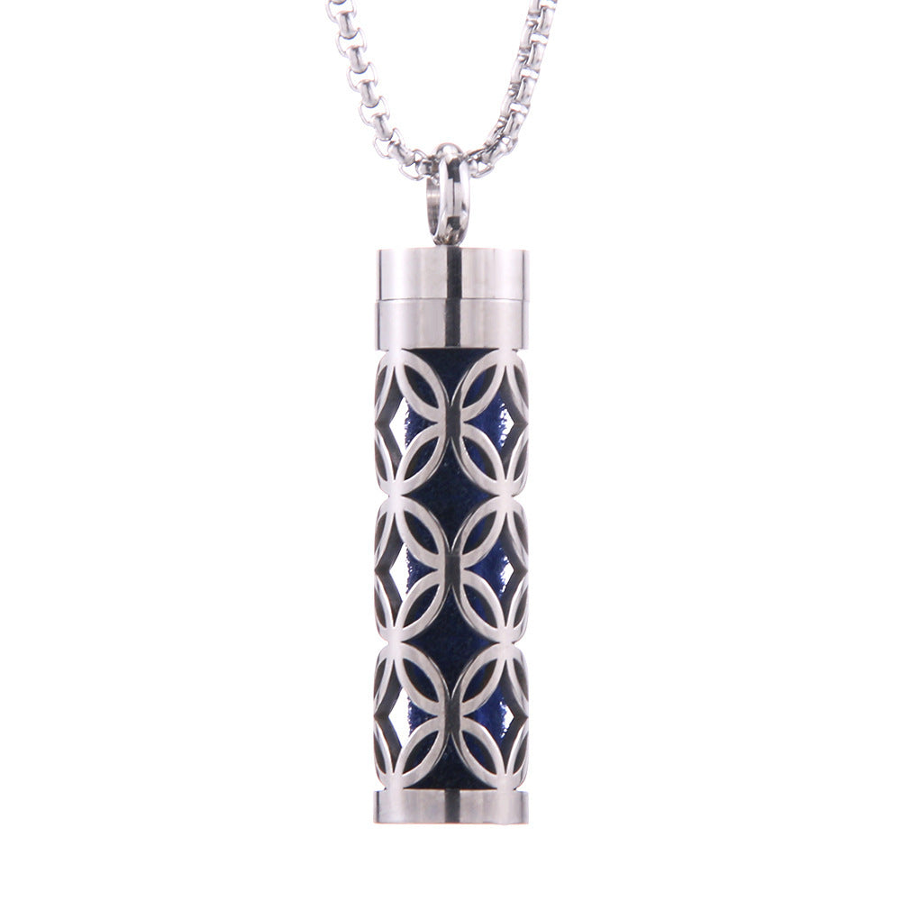 Deep Blue Cylinder Pendant Necklace for Women