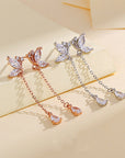 S925 Butterfly Zircon Tassel Earrings Women's Niche Exquisite Long Earrings Jewelry