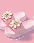 Pink colored Summer Flower Anti-Slip Home Slippers for Women