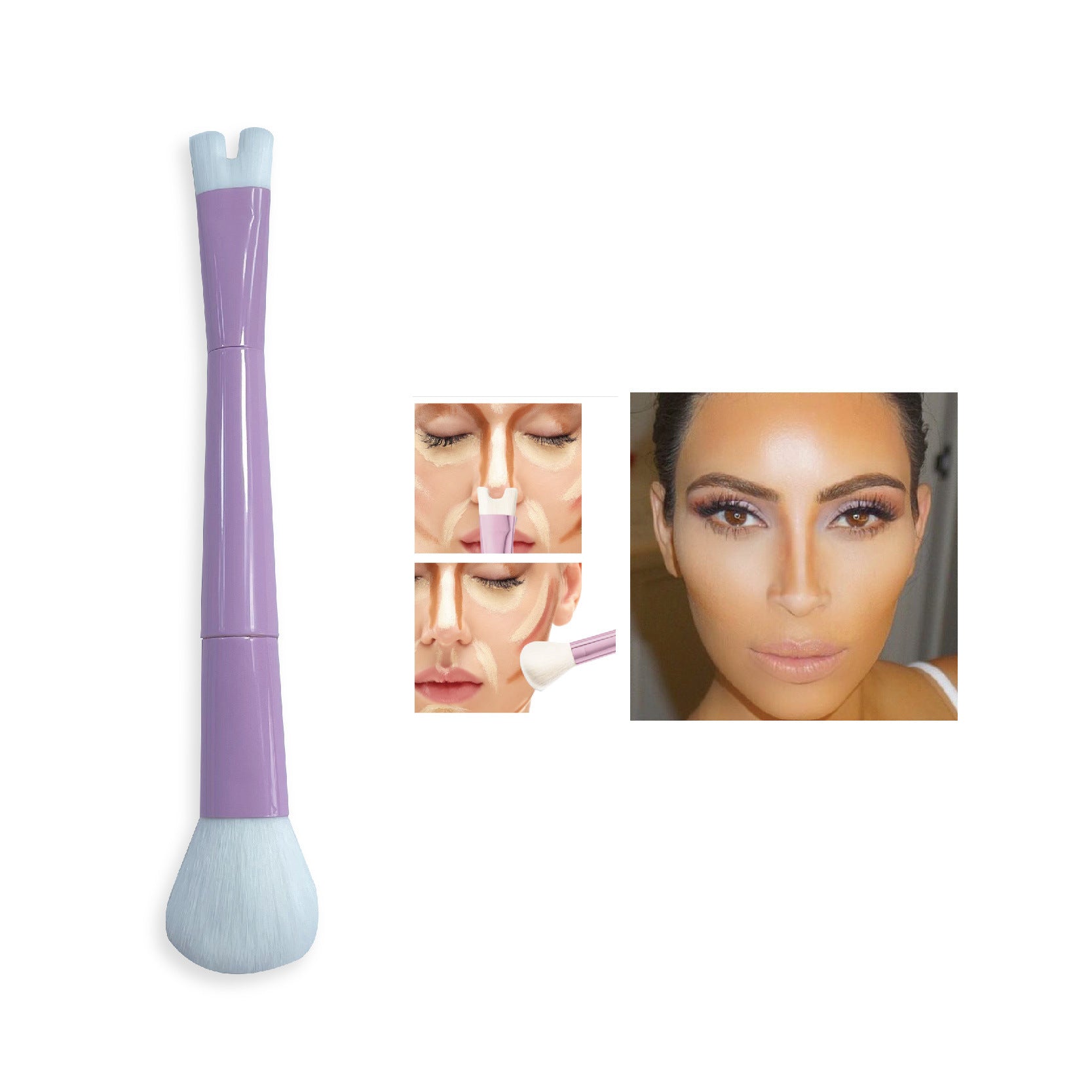 Two-in-one Nose Shadow Makeup Brush with girl