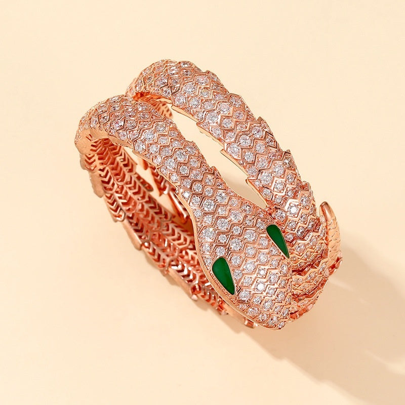 Vintage Green Eyed Snake Bracelet for Women