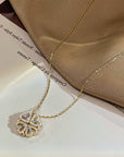 Gold Magnetic Folding Heart Shaped Four Leaf Clover Necklace