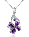 Purple Flower Amethyst Necklace Pendant