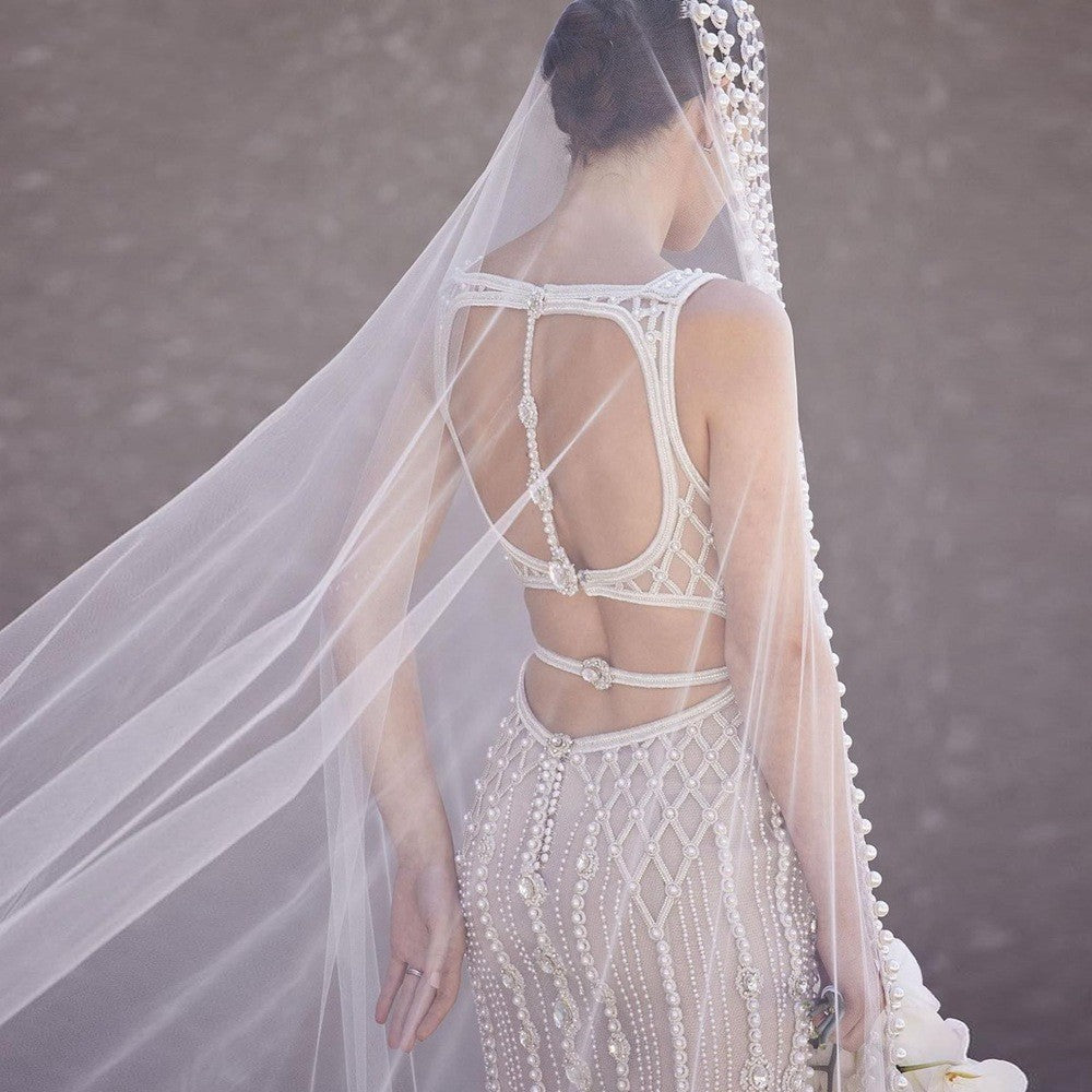 Trailing Yarn Wedding Bridal Veil