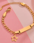 Korean Stainless Steel Curved Bracelet - star locket in pink background