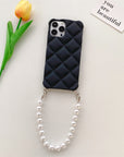 Skin Feeling Diamond  Style Applicable To IP14 Phone Case Pearl Chain