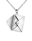 Silver Opened Love Letter Envelope Necklace for Women