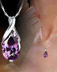 Woman wearing Sweet Purple Crystal Necklace