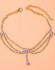 Rhinestone Layered Anklet for Women with stones