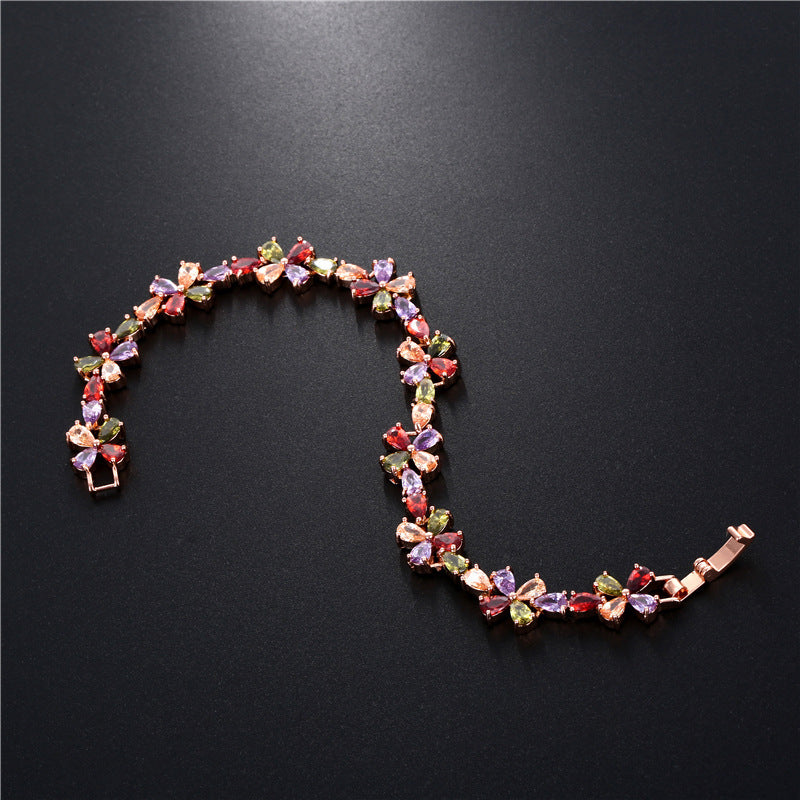 Rose Gold Colorful Zircon Bracelet for Women Unlocked