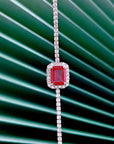 Red Color S925 Sterling Silver Emerald Bracelet