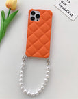 Skin Feeling Diamond  Style Applicable To IP14 Phone Case Pearl Chain