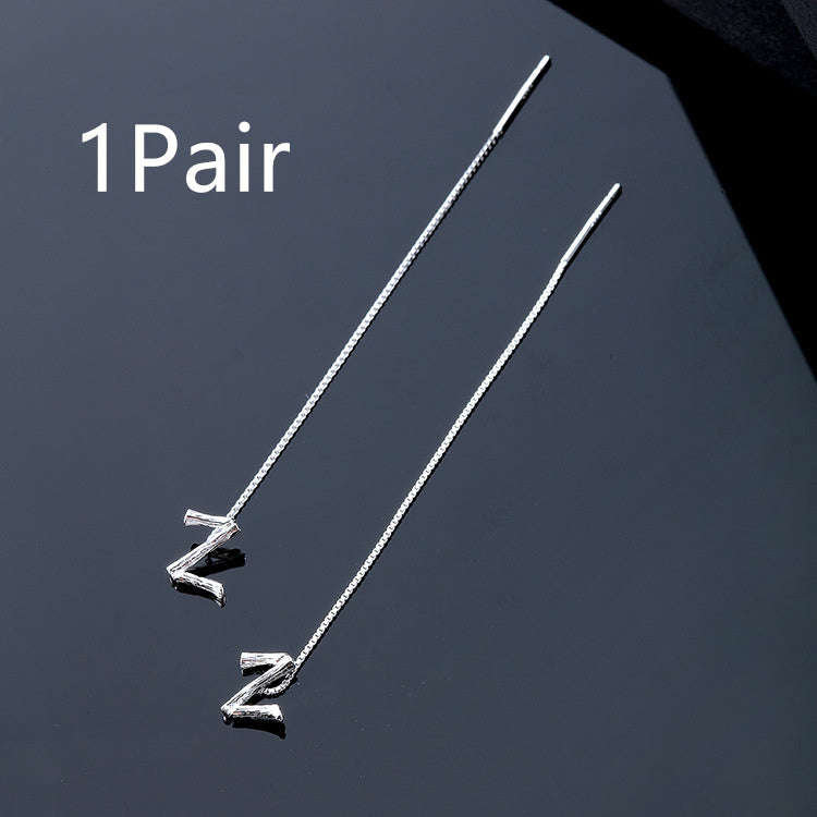 925 Sterling Silver 26 Letters Drop Earrings For Women