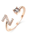 New Design Adjustable 26 Initial Letter Ring Fashion Jewelry For Women Simple Elegant Jewelry