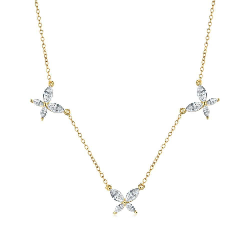 S925 Sterling Silver Butterfly Necklace in Gold chain