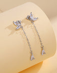 S925 Butterfly Zircon Tassel Earrings Women's Niche Exquisite Long Earrings Jewelry