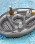 PVC Inflatable Drink Holder Cup Seat Porous Coaster Fruit Wine Mobile Phone Water Inflatable Ice Bed Swimming Pool Dinner Plate