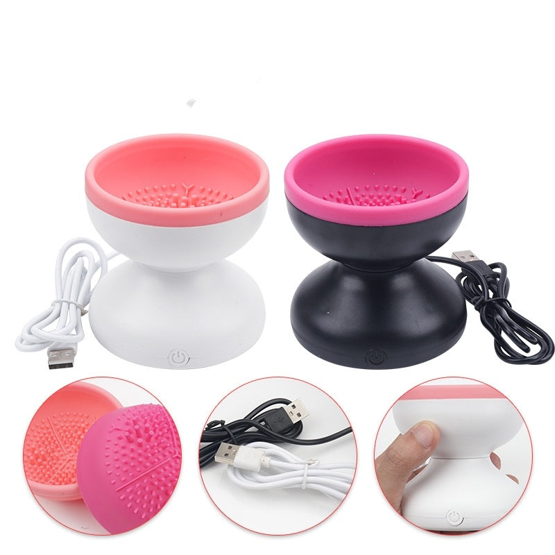 Portable Automatic Electric Makeup Brush Cleaner Machine Black and white models